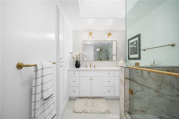 Bathroom, Glass Shower, Interior, Marble Walls