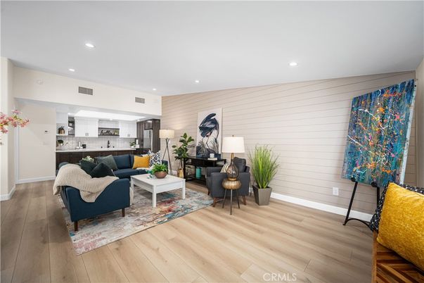 Interior, Kitchen, Living room, Recessed Lighting, Wood Texture Flooring