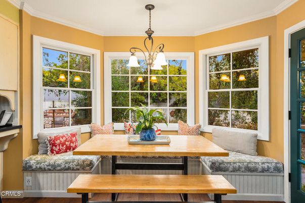 Dining room, Interior, Pendant Lights, Wood Texture Flooring