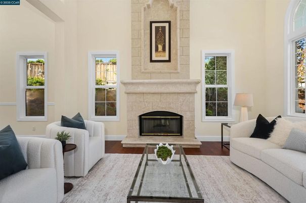 Fireplace, Interior, Living room, Stone Walls, Wood Texture Flooring
