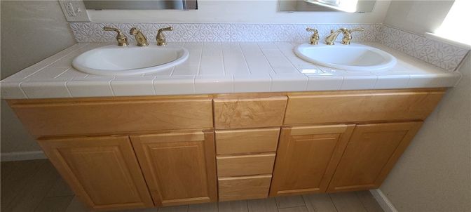 Bathroom, Dual Sink Vanities, Interior, Tile Countertops