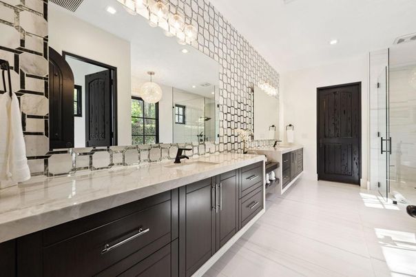 Bathroom, Dual Sink Vanities, Glass Shower, Interior, Recessed Lighting