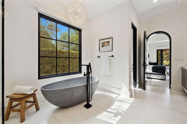 Bathroom, Bedroom, Chandelier, Free Standing Baths, Interior, Recessed Lighting