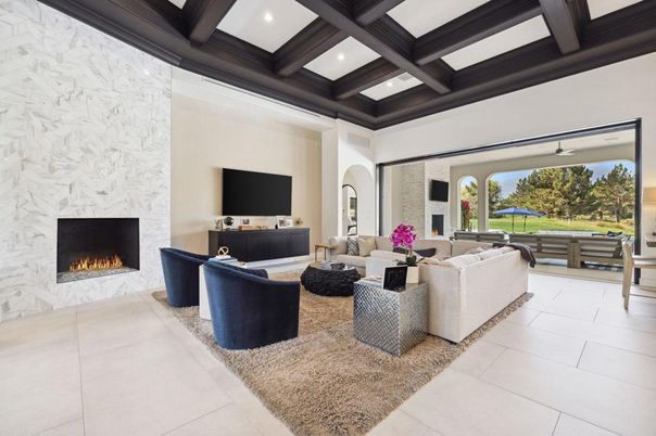 Fireplace, Interior, Living room, Recessed Lighting