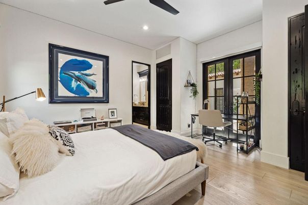 Bedroom, Home Office, Interior, Recessed Lighting, Wood Texture Flooring