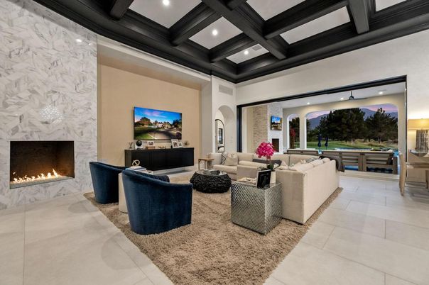 Fireplace, Interior, Living room, Recessed Lighting