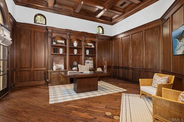 Home Office, Interior, Recessed Lighting, Wooden Beams, Wooden Ceilings, Wood Texture Flooring, Wooden Walls