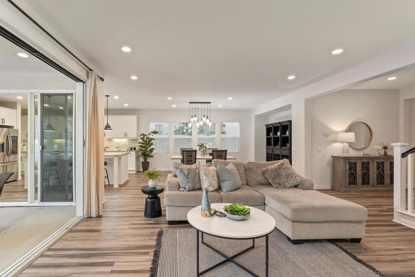 Dining room, Interior, Kitchen, Living room, Pendant Lights, Recessed Lighting, Wood Texture Flooring