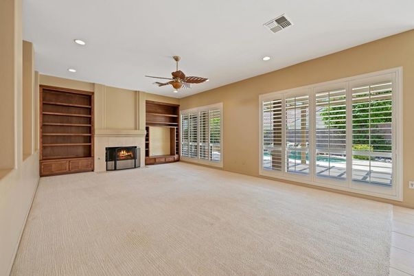 Empty room, Fireplace, Interior, Recessed Lighting