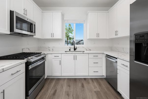 Interior, Kitchen, Stainless Steel Appliances, Wood Texture Flooring