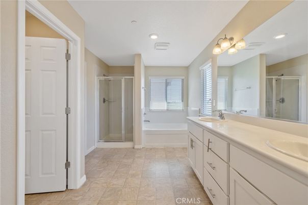 Bathroom, Dual Sink Vanities, Glass Shower, Interior, Recessed Lighting