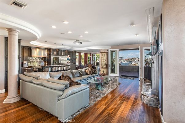 Interior, Kitchen, Living room, Pendant Lights, Recessed Lighting, Stainless Steel Appliances, Wood Texture Flooring