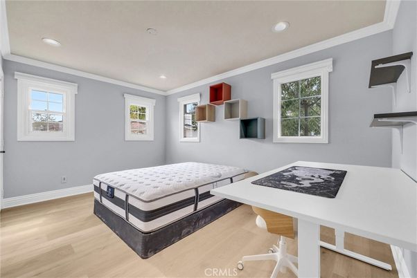 Bedroom, Home Office, Interior, Recessed Lighting, Wood Texture Flooring