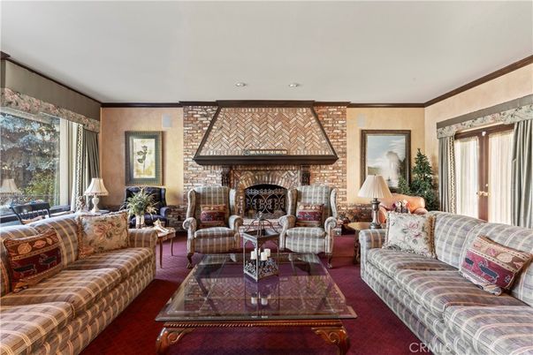 Fireplace, Interior, Living room, Recessed Lighting, Stone Walls