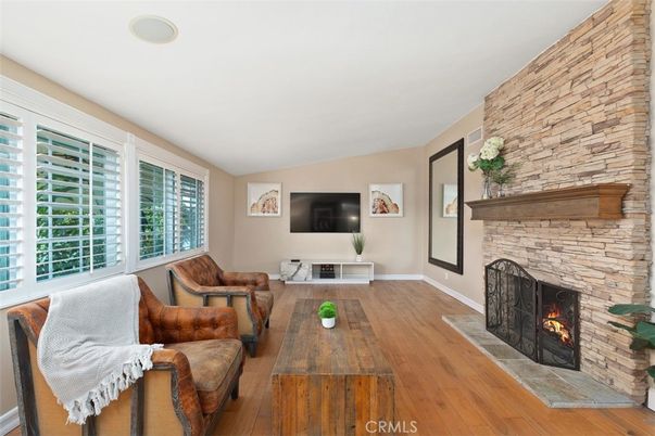 Fireplace, Interior, Living room, Stone Walls, Wood Texture Flooring