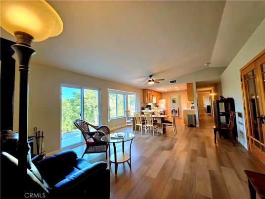 Dining room, Interior, Kitchen, Living room, Recessed Lighting, Wood Texture Flooring