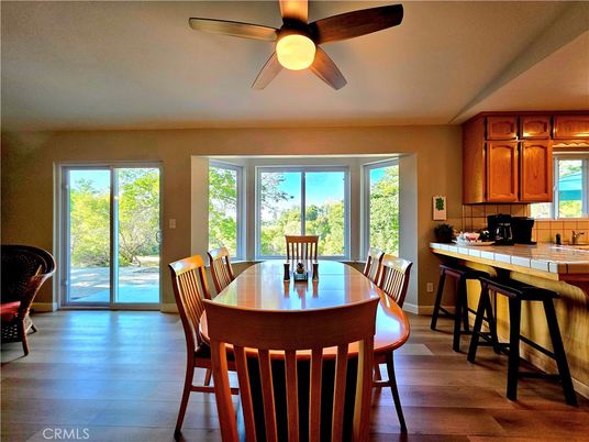 Dining room, Interior, Kitchen, Tile Countertops, Wood Texture Flooring