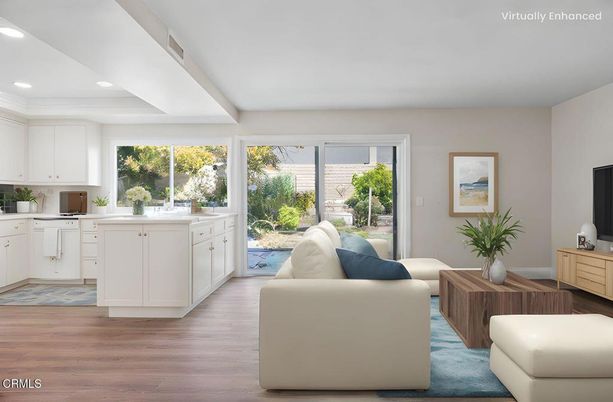 Interior, Kitchen, Living room, Recessed Lighting, Wood Texture Flooring