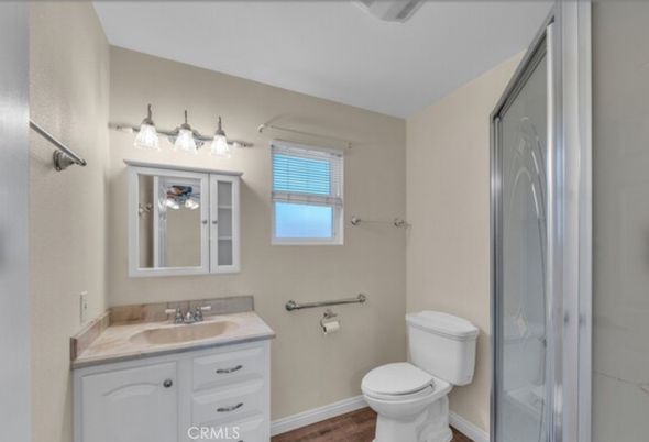 Bathroom, Glass Shower, Interior, Wood Texture Flooring