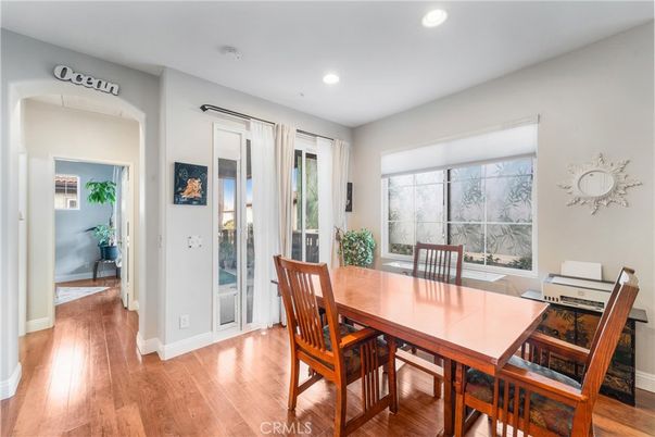 Dining room, Interior, Recessed Lighting, Wood Texture Flooring