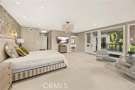 Bedroom, Chandelier, Interior, Recessed Lighting