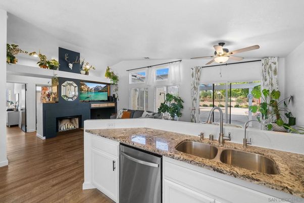 Fireplace, Interior, Kitchen, Wood Texture Flooring