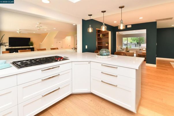 Interior, Kitchen, Pendant Lights, Recessed Lighting, Wood Texture Flooring