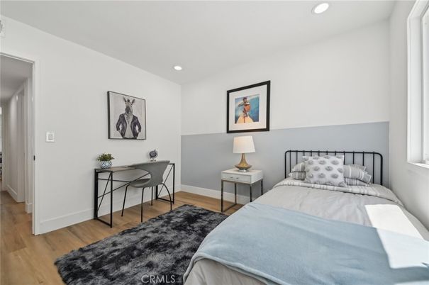 Bedroom, Home Office, Interior, Recessed Lighting, Wood Texture Flooring
