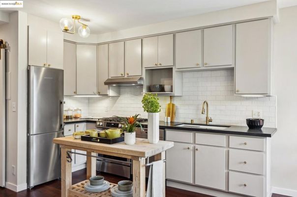 Interior, Kitchen, Stainless Steel Appliances, Wood Texture Flooring