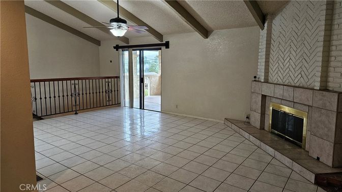 Empty room, Fireplace, Interior, Stone Walls, Wooden Beams