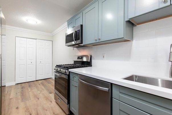 Interior, Kitchen, Stainless Steel Appliances, Wood Texture Flooring