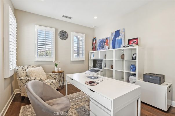 Home Office, Interior, Recessed Lighting, Wood Texture Flooring