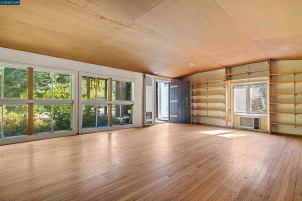 Empty room, Interior, Recessed Lighting, Wooden Ceilings, Wood Texture Flooring