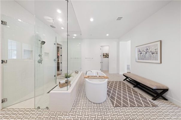 Bathroom, Glass Shower, Interior, Recessed Lighting