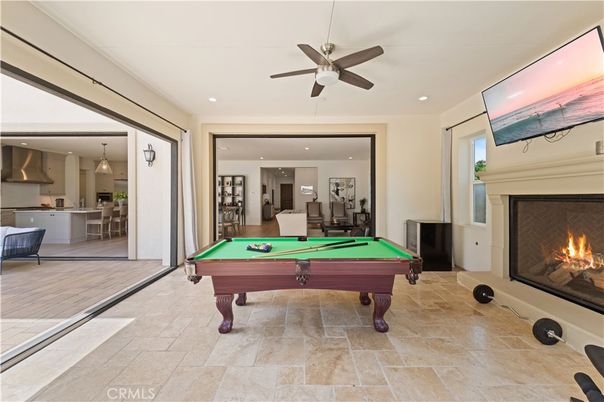 Billiard Table, Fireplace, Game Room, Interior, Pendant Lights, Recessed Lighting