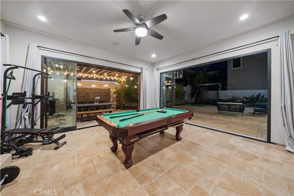 Billiard Table, Fitness Equipment, Game Room, Interior, Recessed Lighting