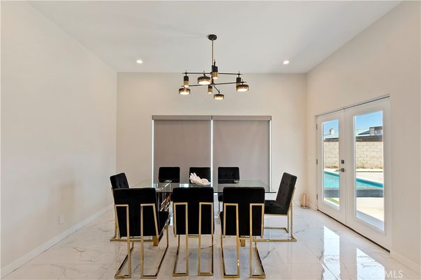 Dining room, Interior, Marble, Pendant Lights, Recessed Lighting