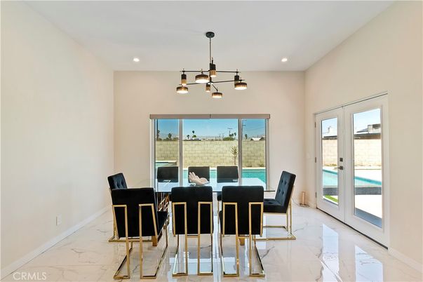 Dining room, Interior, Marble, Pendant Lights, Recessed Lighting