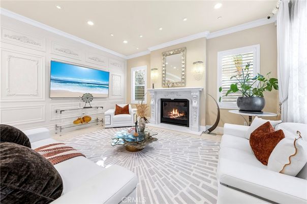 Fireplace, Interior, Living room, Recessed Lighting
