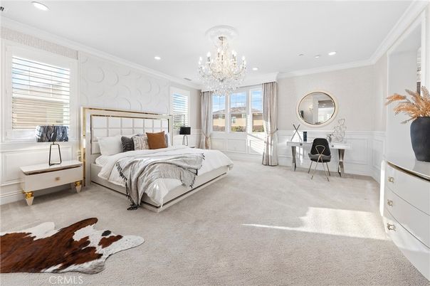 Bedroom, Chandelier, Home Office, Interior, Recessed Lighting