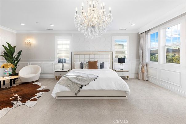 Bedroom, Chandelier, Interior, Recessed Lighting