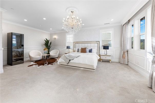 Bedroom, Chandelier, Interior, Recessed Lighting
