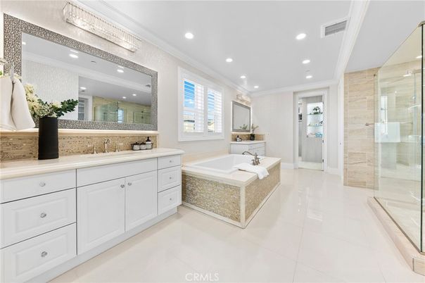 Bathroom, Dual Sink Vanities, Glass Shower, Interior, Recessed Lighting
