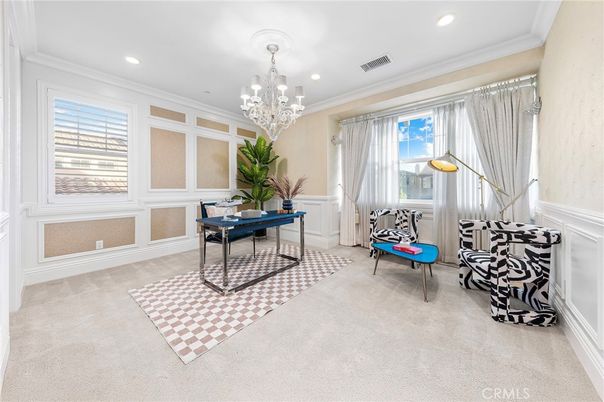 Chandelier, Home Office, Interior, Recessed Lighting
