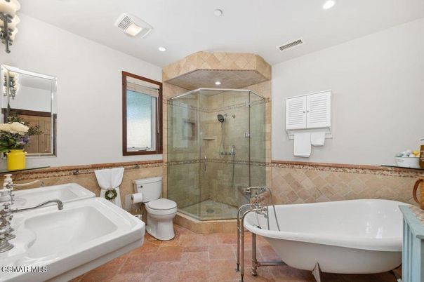 Bathroom, Dual Sink Vanities, Free Standing Baths, Glass Shower, Interior, Recessed Lighting