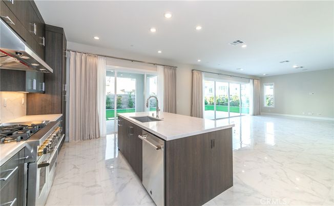 Interior, Kitchen, Marble, Recessed Lighting, Stainless Steel Appliances