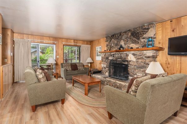 Fireplace, Interior, Living room, Stone Walls, Wood Texture Flooring, Wooden Walls