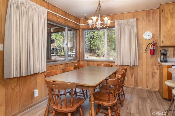 Chandelier, Dining room, Interior, Wood Texture Flooring, Wooden Walls