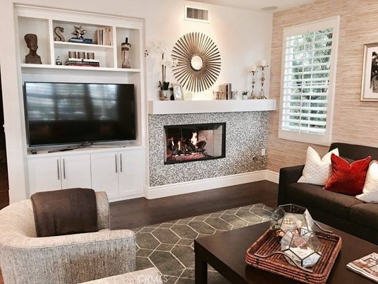 Fireplace, Interior, Living room, Wood Texture Flooring