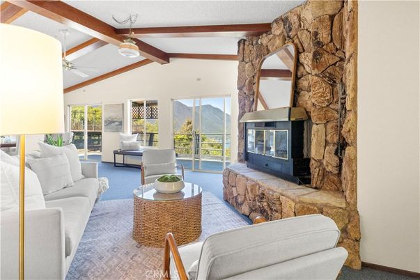 Fireplace, Interior, Living room, Stone Walls, Wooden Beams